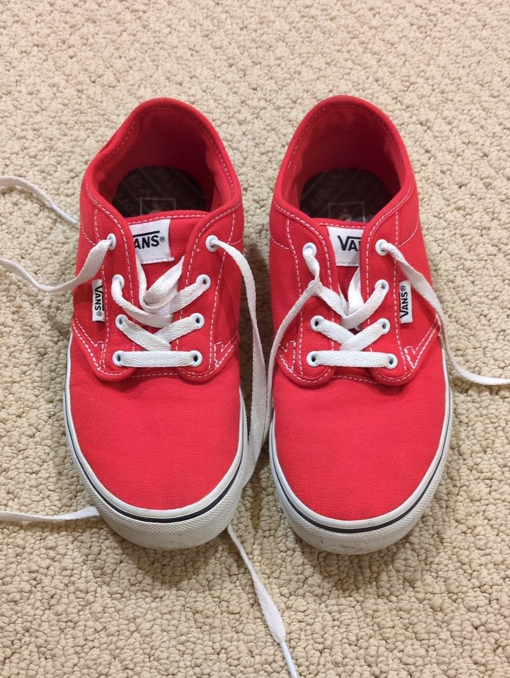 Vans Kids Canvas Low-Top Sneakers in Red with White Laces